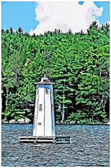 Herrick Cove Light Tower on Lake Sunapee - Digital Painting